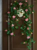 Flores decorativas 140 cm de rosa artificial Plantas falsas de parede de pendura de vime de vime para o Natal Casamento de casamento Decoração de jardim ao ar livre