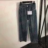 Femmes à jambes larges jeans Lettre de strass de lait pantalon denim Fashion High Waist Straight Jeans