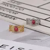 Trauringe Elegante Rosa Kristall Frauen Ring Prinzessin Lace Court Weibliche Doppelschicht Finger Verlobungsfeier