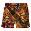 Herren Shorts 2023 Sommer Mode Aborigines Indigene Schildkröte Dot Malerei Kunst 3D-Druck Herren Lässig Strand Cool