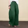 Женские брюки Capris Широкие штаны для ног Случайное хлопковое льня