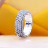 925 STERLING PRATA PRIMEIRA PAVE TRIPLOONCIAL ANEL TRIPLOW FIXA PANDORA JOENS ARMADORES DE MATHA DE MATHA DE MATHURA DE CEDIMENTOS