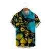 Мужские повседневные рубашки на гавайях для модного девственного распечатки 3D уютный пляж с коротким рукавом негабаритный пляж 230504