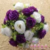 Decorative Flowers Wedding Ivory Rose Crystal Bouquet Bride Bridesmaid Flower-Girl Wand