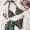 Bikini set para praia sexy glint bikini Thong Kąpiec dla kobiet Brazylijski bikini zestaw kantarki niebieski kostium kąpielowy 230503