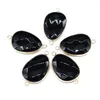 Pendant Necklaces Natural Stone Agates Pendants Egg Shape Faceted Black Agated Connector For Fine Jewelry Making DIY Necklace Bracelet