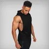 Canottiere da uomo Plain Bodybuilding Stringer Workout Camicia con cappuccio Top fitness Abbigliamento da palestra Felpe con cappuccio in cotone 230504