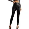 Pantalon femme cuir noir Slim Zipper classique pantalon crayon serré Pu Faux pour femme 2023