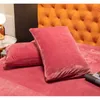 Bedding sets WOSTAR Winter warm velvet elastic fitted sheet mattress cover coral fleece bedspread linen double protector king size 230503