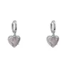 Hoop örhängen vsnow Creative Pink Crystal Rhinestone Earings For Women ovanlig kärlek Hjärt Silverfärg Metall smycken Tillbehör