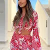 Женские спортивные костюмы Hirigin 2pcs Beach Styles Set Set Set модные пейзажи для пейзажа кнопка вниз рубашки и шорты летние повседневные 230503