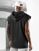 Mens Tank Tops ärmlös huva Summer Gym Stringer Bodybuilding Fitness Sport Workout Singlet Loose Vest Hoodie Top 230504