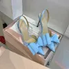 MachMach Scarpe eleganti in raso Décolleté Sandali posteriori Suola in cuoio da donna Tacchi alti 9,5 cm Donna con tacco alto Calzature di fabbrica di designer di lusso 35-39 Con scatola