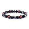 Strand couleur naturelle oeil de tigre tissé à la main Bracelet en perles de pierre obsidienne cercle unique pour hommes et femmes Pulseras mal luxe Boho