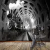 Tapeten Po Wallpaper 3D Retro Nostalgische Tunnel Lokomotive Wandbilder Restaurant Café Bar PVC Selbstklebender wasserdichter Wandaufkleber Poster