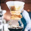 Coffeeware 400ml 600ml 800ml Odporna Szklana Kawiarka Filtr Ze Stali Nierdzewnej Dripper Anstiscald Drewniany Uchwyt Brewer Pot Akcesoria Bar