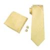 Bright Yellow Silk Tie for Men Hanky Cufflinks Set Mens Jacquard Woven Business Formal Necktie 8 5cm Width Casual Set N-1036280n