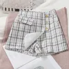 Kobiety szorty itoolin nieregularne Tweed Shorts Spring Plaid Buttons Krótkie krótkie spódnice dla kobiet dla kobiet spódnice wysokiej talii 230504
