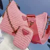 moda Rafia Prad Triangle Beach Torby Trzyczęściowy zestaw damski mini torebka sprzęgło crossbody totes torba męska luksusowa designerska splot z paskiem torebki na ramię