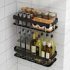 Bathroom Shelves Punchfree Bathroom Shelf Shelves Wall Mounted Shampoo Storage Rack For Kitchen Holder Square Aluminum Bath Organizer Accessorie 230503