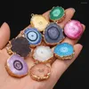 Pendant Necklaces Natural Druzy Crystal Agates Stone Irregular Round Gold Plated Edge Eye Quartz Charms Wholesale For Jewelry Making