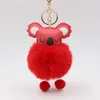 Keychains Fashion Cute Fur Ball Koala Keychain Handbag Purse Fluffy Key Ring Bag Car Holder Pom Chain Jewelry Presenttillbehör