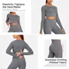 Yoga Outfit Hot Selling Women Seamless Yoga Set Long Sleeve Workout Outfits Gym Crop Tops and Hight Waist Leggings Stripe Rompers Sportswear P230504