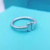 Cluster Rings Solid Silver Ring Original Högkvalitativ spiral Square Letter Series Justerbar Women Logo Wire Classic Fashion Jewelry