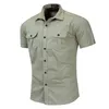 Camisas casuais masculinas camisa masculina camisa casual camisa de negócios curta Camas de carga militar de alta qualidade Camisetas de algodão trabalham com roupas masculinas 230504