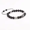 Strand Design Lava Rock Stone Acier Inoxydable Bouddha Tête Vintage Réglable Bracelet Hommes Bijoux Cadeau