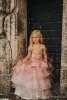 Довольно розовые многоярусные юбки, пышное платье, платья принцессы с цветами для девочек, аппликация, платье с короткими рукавами и короткими рукавами для малышей, детское платье для первого причастия