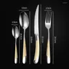 Dinnerware Sets 4PCS High Quality Cutlery Set Handle Exquisite Carving Stainless Steel Golden Tableware Knife Fork Spoon Flatware