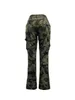 Kvinnor byxor capris lw camo tryck sido ficklast kamouflage byxor låg midjare blixtlås fluga full tryck stretchiga kvinnor byxor camo tryck casual byxor p230504