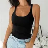 Kvinnors tankar Camis Basic Tank Tops Summer Knit Top Sleeveless Women Sexig Basic T Shirt White Off Shoulder Ribbed Black Tank Top Casual P230322