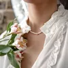 女性用のシミュレートされた真珠ビーズネックレス