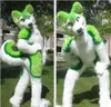 Halloween Fursuit Langes Fell Fuchs Grün Husky Hund Maskottchen Kostüm Anzug Party Spiel Kleid Erwachsene Karneval Weihnachten Ostern Erwachsene Aktivität Anzug Rollenspiel