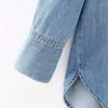 女性用ブラウス女性カジュアルブルールーズデニムシャツ2023春の女性ソフトイズメイドサイズの長袖の博士号基本ボタンシャツ