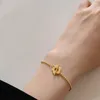 Bangle JWER Fashion Korean Sweet Metal Flower Bracelet Minimalist Aesthetic Flowers OT Bracelets For Women Wedding Party Jewelry Gift