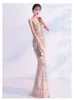 Festklänningar Elegant sjöjungfru aftonklänning ärmlös paljetter Robe de Soriee V-ringning Tulle prom klänning Pärlor Formell klänning xukthhc 230504