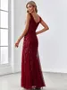 Party Dresses Elegant Evening Dresses Mermaid Sleeveless V-Neck Sequin of Burgundy Luxury Prom Dress Bridesmaid dress 230504