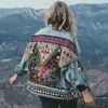 Women's Jackets Jacket Women's Spring Boho Denim For Women Floral Appliques Embroidery Vintage Coat Long Sleeve Outerwear Female Coatee