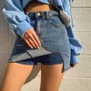 Kjolar kvinnor shorts sommaren högelastisk mode avslappnad vild split denim korta kjol byxor koreanska hög midja xs jeans 230504