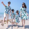 Family Matching Outfits Summer Beach Mother Daughter Dresses Dad Son Floral Shirt Pants Couple Women Girl Dress 230504
