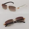 Gafas de lujo con montura hecha a mano, conjunto de diamantes de moissanita, gafas de sol con montura para hombres y mujeres, gafas de sol originales con corte de diamante en el interior, color blanco y negro con cuerno de búfalo