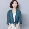 Bloups feminino Summer Office Sol Block Lace Shawl Small Vest Cardigan Jacket