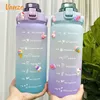 Tumblers Water Bottle 2 Liters Cute Sport School Office Gym with Lid and Straw Timescale Motivational Drinking Bottles for Girl BPA Free 230503