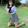 Skirts Pleated Skirt Short Skirts Women's Summer Korean High Waist Slim and Versatile Anti Light A-line Plaid Skirt for Girls 230504