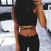 Camisoles Tanks Summer Crop Tops Blusa Women Sleeveless Sexy Bandage T Shirt Top Fashion Black Lace Up Tank Top Tumblr Ladies 230503