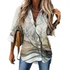 Женские блузки темперамент свободный рубашка женская модная акварельная картина ландшафта