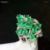 Anelli di cluster EST Style Fashion Ring Natural and Real Emerald 925 Sterling Silver 3 4 mm 12pcs